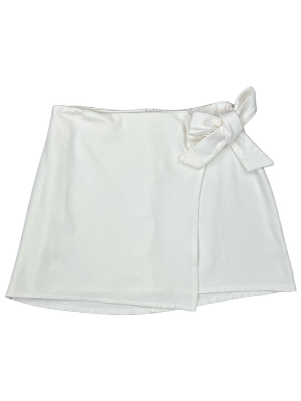 Altar’d State White Tie Front Mini Skirt Size Large Wrap Style Bow Stretch